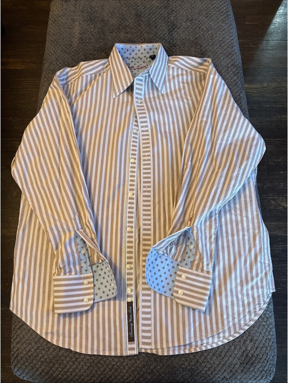 Robert Graham Mens XL Knit Quilted Long Sleeve Button Down Collar Dress Shirt